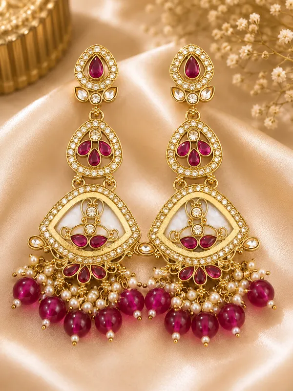 Gold_Alloy_Red_Stone_Pearl_Drop_Earrings_For_Women