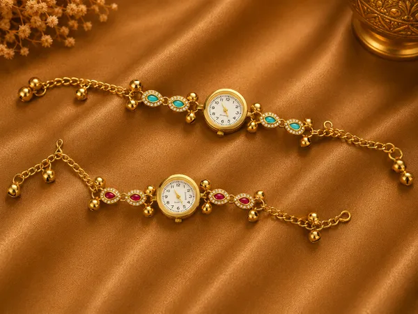 Gold_Anti_Tarnish_Stone_Accent_Bracelet_Watch_Set_For_Women
