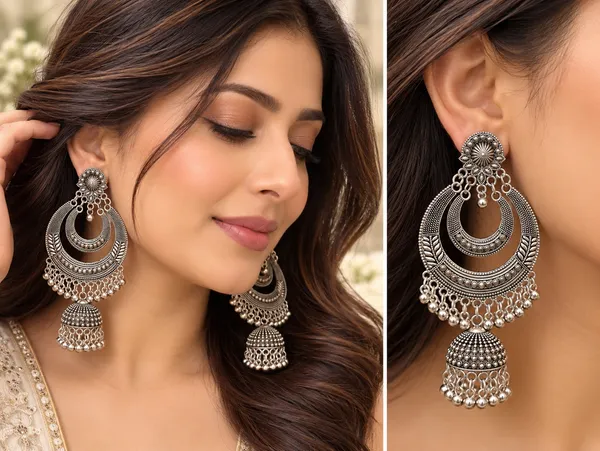 Oxidised_Silver_Chandbali_Jhumka_Earrings