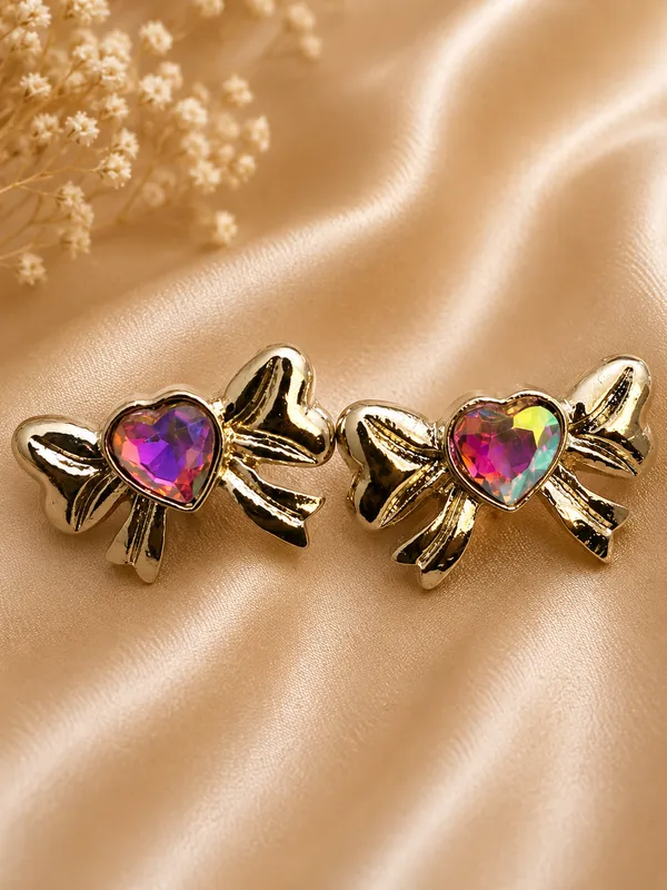 Gold_Alloy_Multicolor_Heart_Bow_Stud_Earrings_For_Women_Pack_Of_3