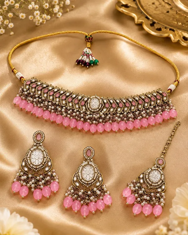 Pink_Brace_And_Beads__Polki_Choker_For_Women