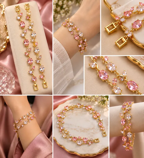 Pink_&_Crystal_Double_tulip_Bracelet_Set_