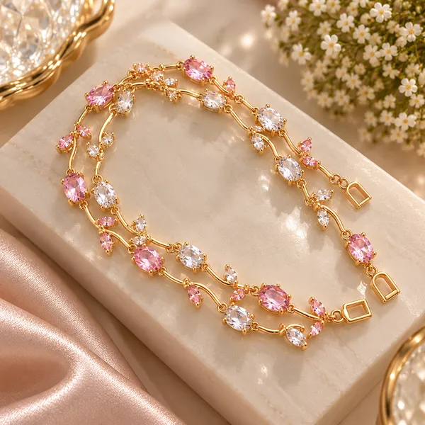 Pink_&_Crystal_Double_tulip_Bracelet_Set_