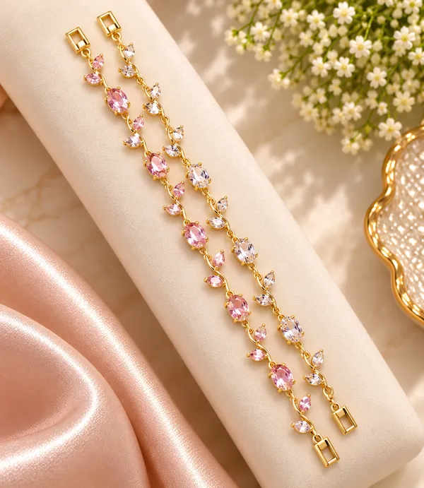 Pink_&_Crystal_Double_tulip_Bracelet_Set_