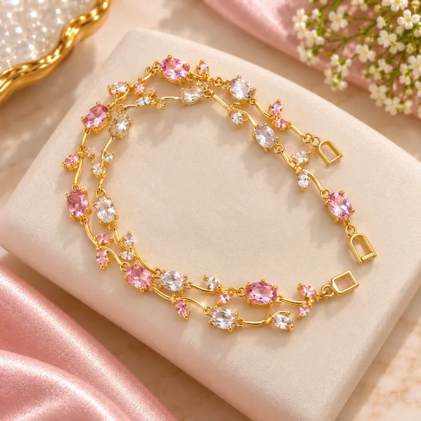 Pink_&_Crystal_Double_tulip_Bracelet_Set_
