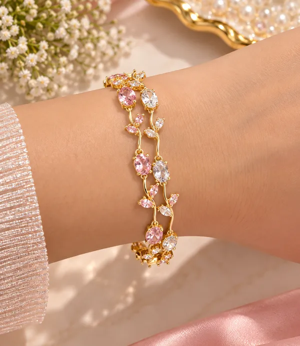 Pink_&_Crystal_Double_tulip_Bracelet_Set_