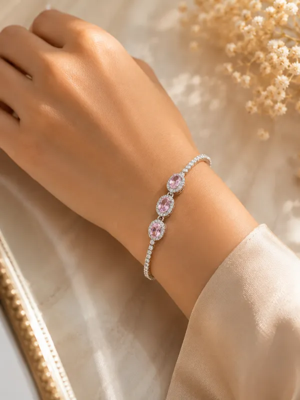 Pink_Silver_Anti_Tarnish_Oval_Stone_Bracelet_For_Women