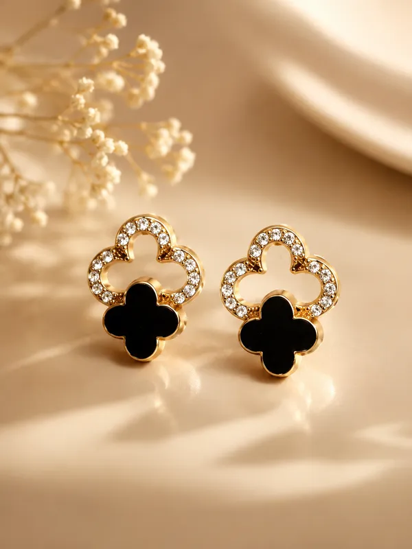 Gold_Steel_Clover_Stud_Earrings_For_Women_Pack_Of_3