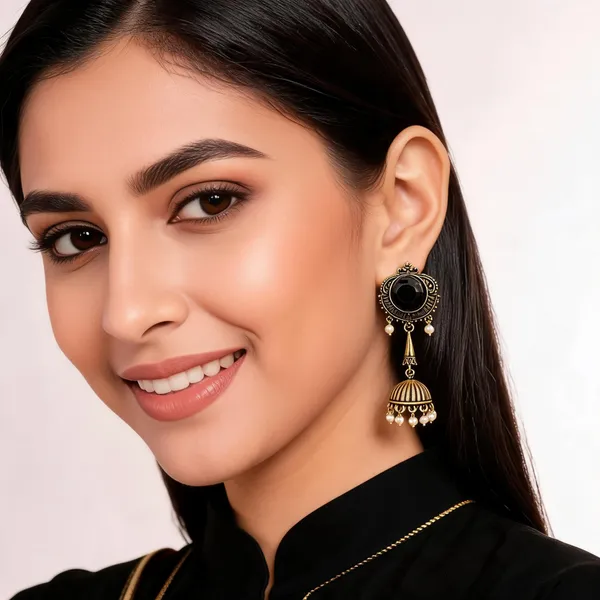 Black_Gold_Alloy_Jhumka_Earrings_For_Women