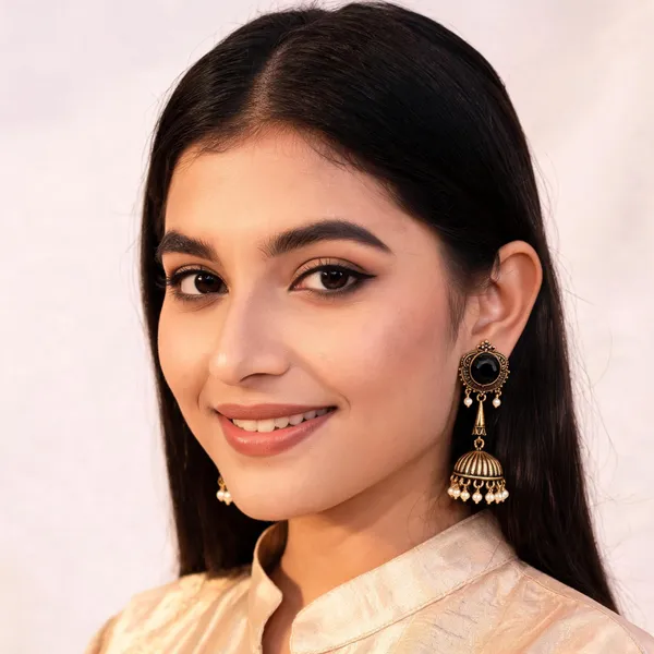 Black_Gold_Alloy_Jhumka_Earrings_For_Women