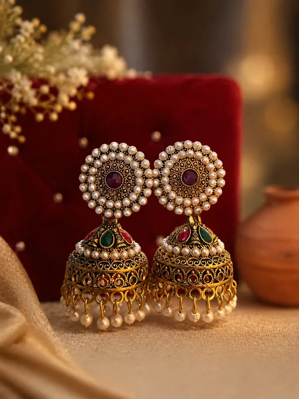 Gold_Alloy_Pearl_Stone_Jhumka_Earrings_For_Women_Pack_Of_2