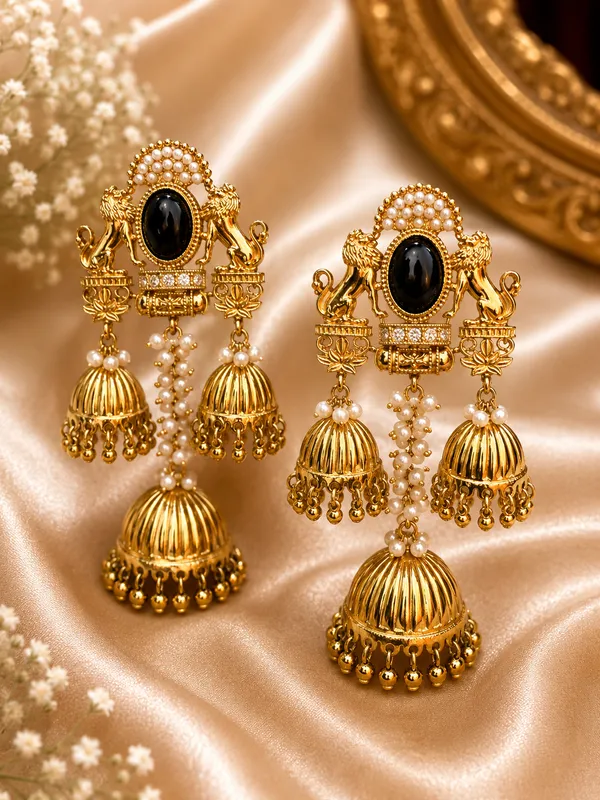 Gold_Alloy_Pearl_Lion_Motif_Jhumka_Earrings_For_Women
