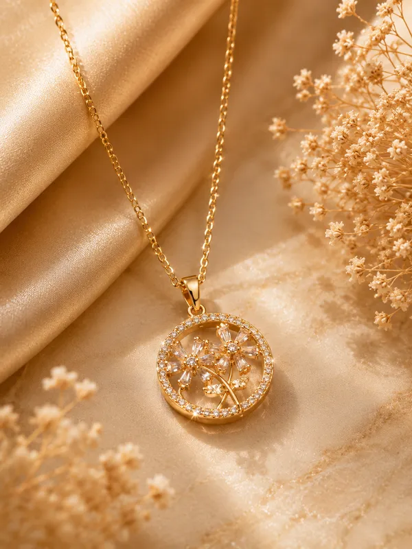 Gold_Anti_Tarnish_Crystal_Floral_Pendant_Necklace_For_Women