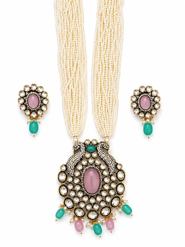 Gold_Alloy_Layered_Stone_Necklace_Set_For_Women