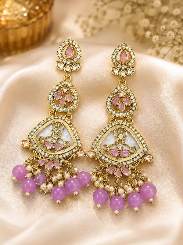 Pink_Gold_Alloy_Teardrop_Statement_Drop_Earrings_For_Women
