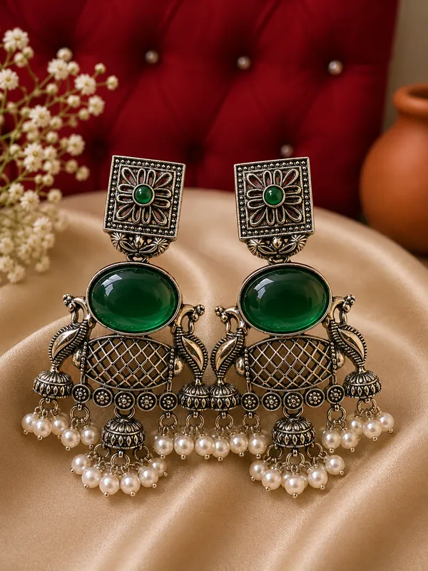 Green_Stone_Antique_Alloy_Statement_Jhumka_Earrings_For_Women_Pack_Of_2