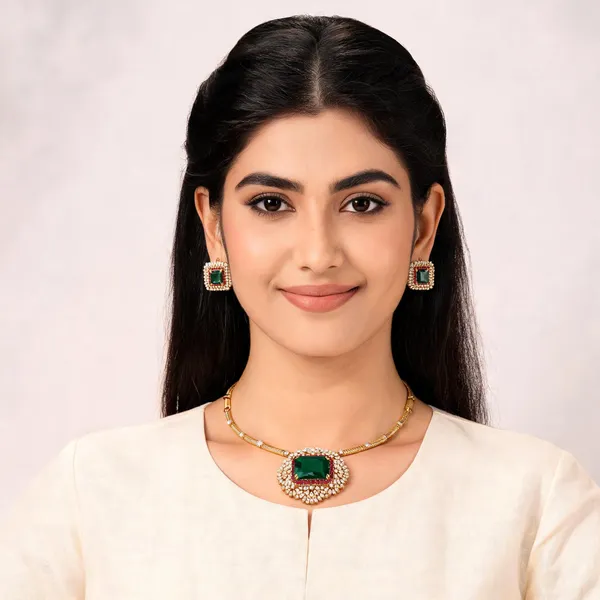 Gold_Alloy_Green_Stone_Necklace_Set_For_Women