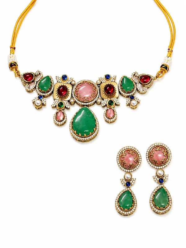 Gold_Alloy_Multicolor_Stone_Necklace_And_Earrings_Set_For_Women