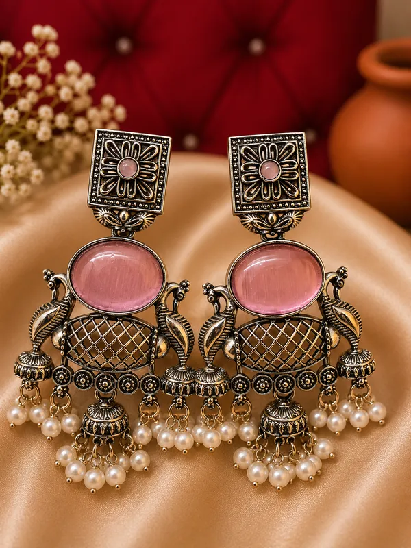 Silver_Alloy_Oxidised_Peacock_Dangle_Earrings_For_Women_Pack_Of_2
