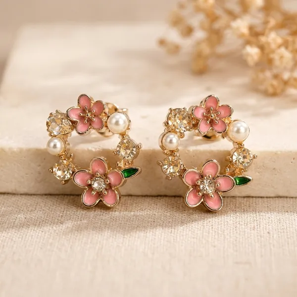 Pink_Alloy_Floral_Stone_Hoop_Earrings_For_Women_Pack_Of_3