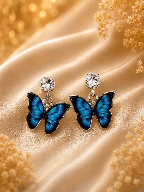 Blue_Alloy_Rhinestone_Butterfly_Drop_Earrings_For_Women_Pack_Of_3