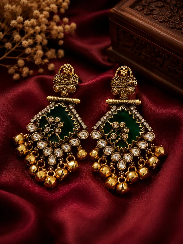 Green_Gold_Steel_Stone_Chandelier_Earrings_For_Women_Pack_Of_2
