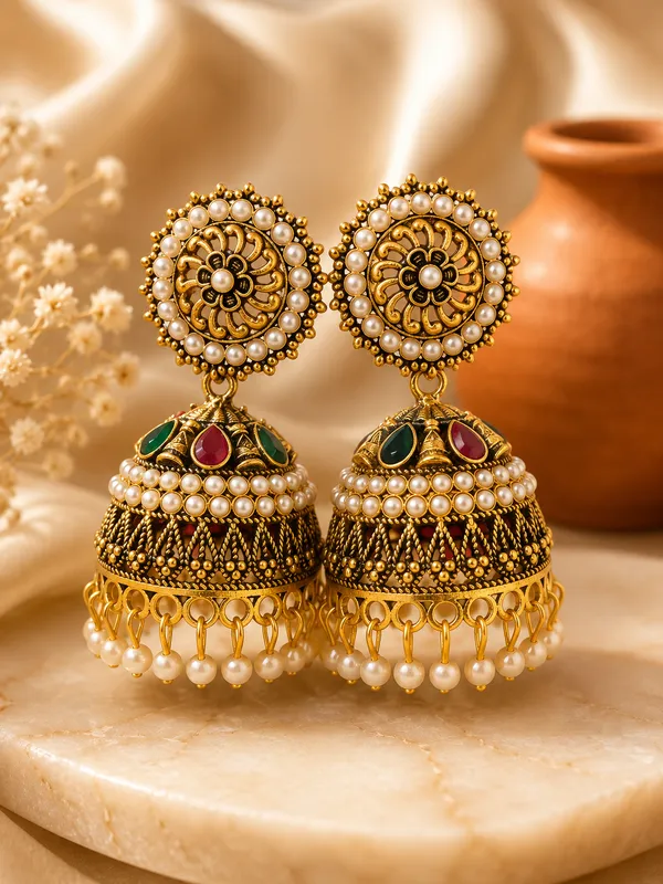 Gold_Tone_Alloy_Pearl_Stone_Jhumka_Earrings_For_Women_Pack_Of_2