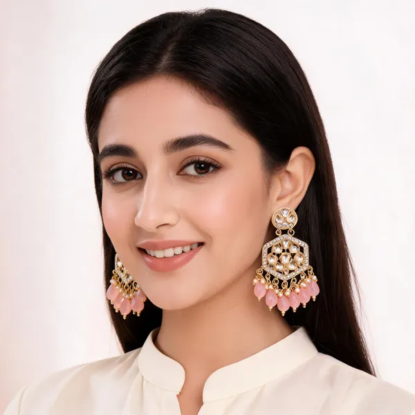 Gold_Steel_Kundan_Style_Stone_Chandelier_Earrings_For_Women