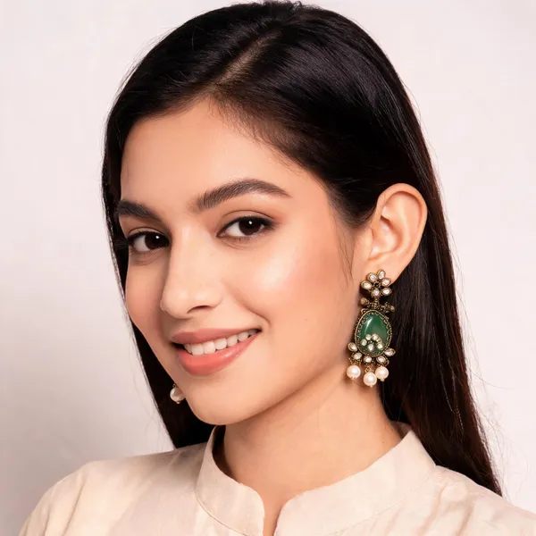 Green_Alloy_Embellished_Drop_Earrings_For_Women