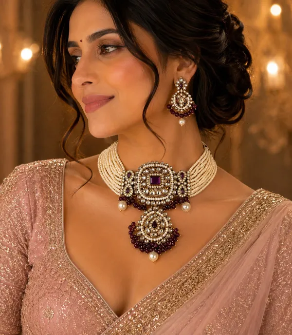 Gold_Alloy_Pearl_Maroon_Stone_Necklace_Set_For_Women