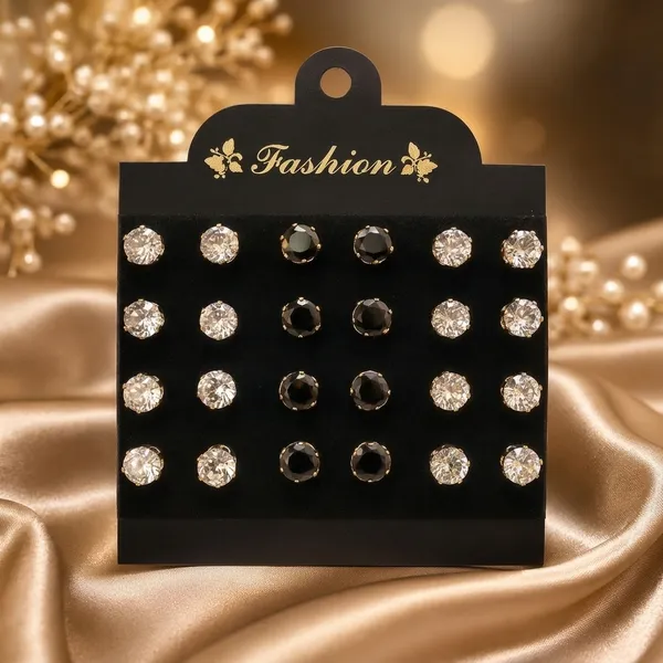 Black_Clear_Alloy_Round_Stud_Earrings_Set_For_Women_Pack_Of_2