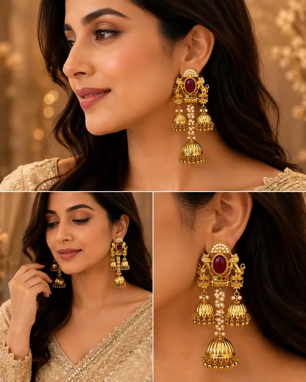 Gold_Alloy_Red_Stone_Elephant_Motif_Jhumka_Earrings_For_Women