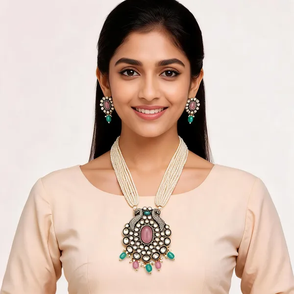 Gold_Alloy_Layered_Stone_Necklace_Set_For_Women
