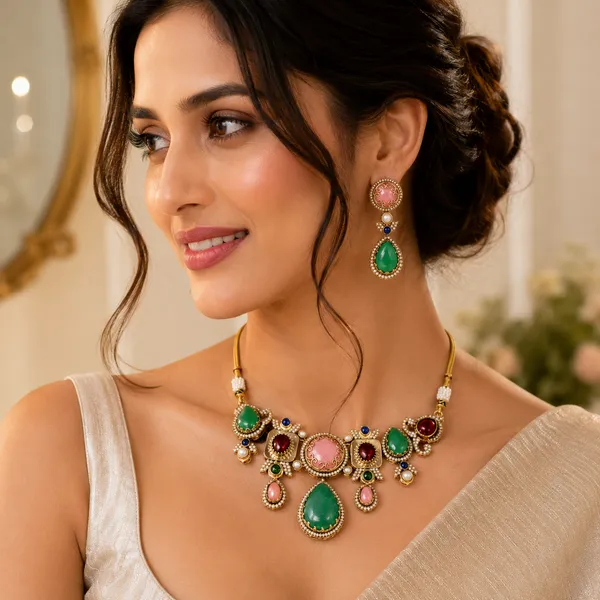 Gold_Alloy_Multicolor_Stone_Necklace_And_Earrings_Set_For_Women