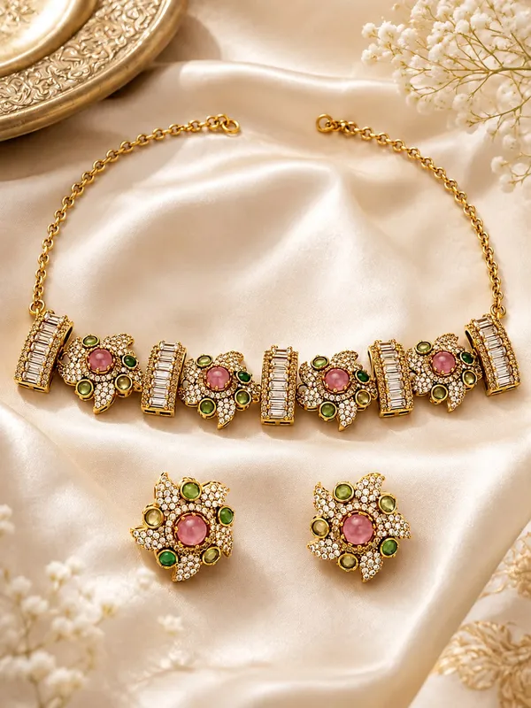 Gold_Tone_Multicolour_Stone_Studded_Necklace_Set_For_Women