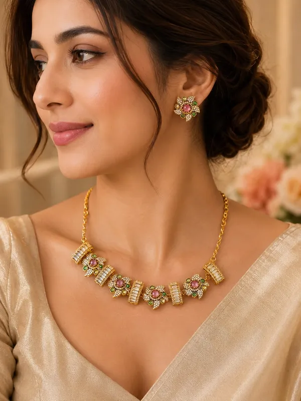 Gold_Tone_Multicolour_Stone_Studded_Necklace_Set_For_Women