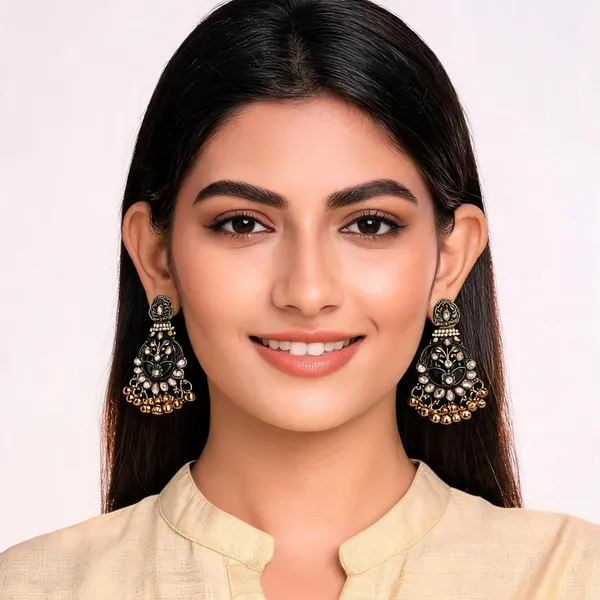Black_Gold_Steel_Floral_Jhumka_Earrings_For_Women_Pack_Of_2