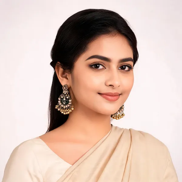 Black_Gold_Steel_Floral_Jhumka_Earrings_For_Women_Pack_Of_2