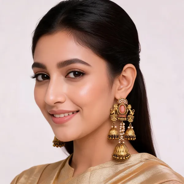 Gold_Alloy_Pink_Stone_Pearl_Jhumka_Earrings_For_Women