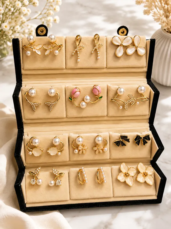 Gold_Alloy_Pearl_Detail_Mixed_Style_Earrings_Set_For_Women