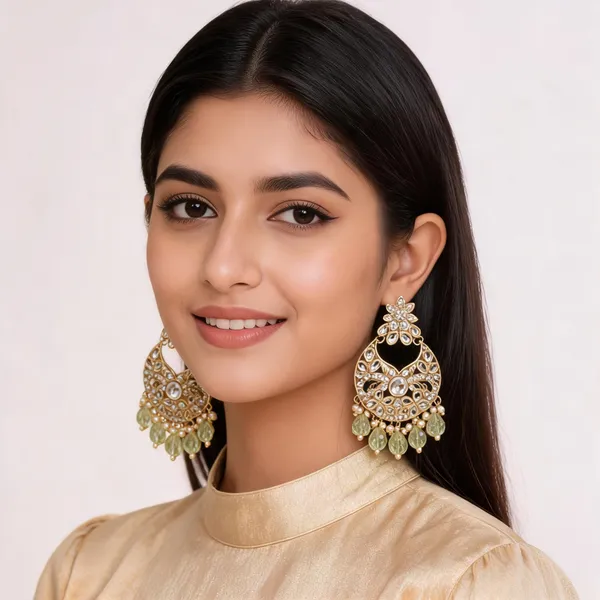 Gold_Tone_Steel_Crystal_Floral_Chandelier_Earrings_For_Women
