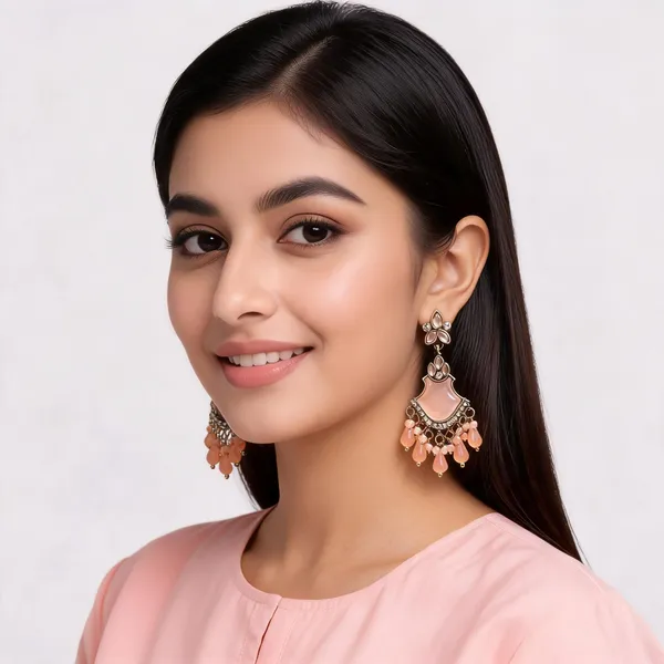 Peach_Stone_Crystal_Chandelier_Earrings_For_Women