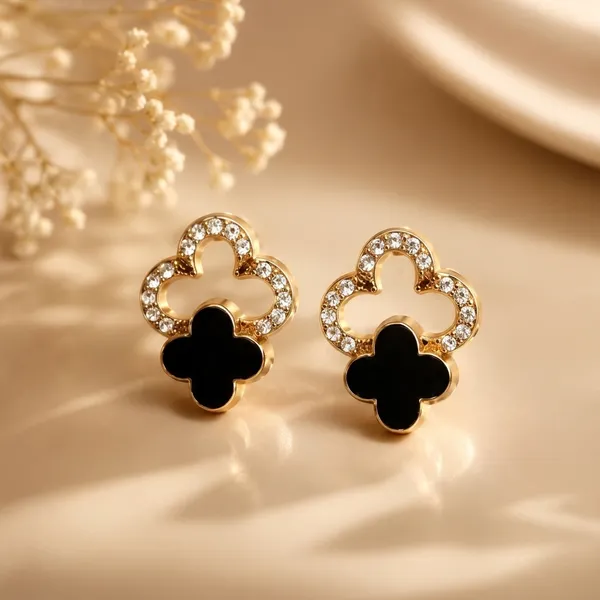 Gold_Steel_Clover_Stud_Earrings_For_Women_Pack_Of_3
