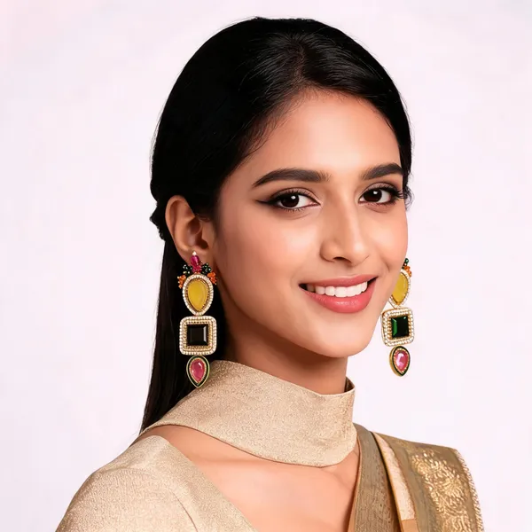 Multicolour_Gold_Alloy_Statement_Drop_Earrings_For_Women