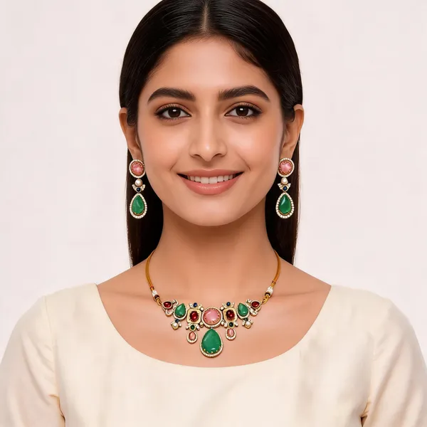 Gold_Alloy_Multicolor_Stone_Necklace_And_Earrings_Set_For_Women
