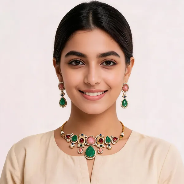 Gold_Alloy_Multicolor_Stone_Necklace_And_Earrings_Set_For_Women