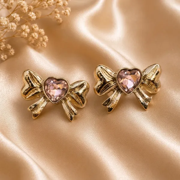 Gold_Alloy_Pink_Heart_Bow_Stud_Earrings_For_Women_Pack_Of_3