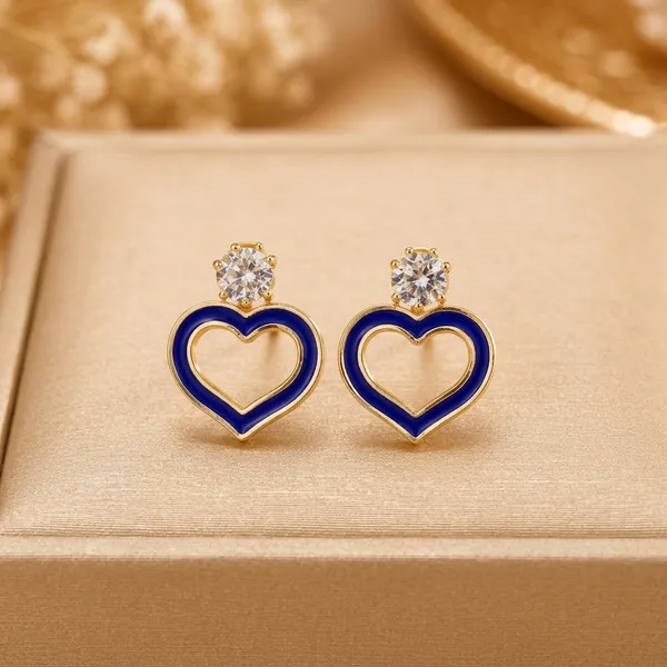 Blue_Gold_Tone_Heart_Stud_Earrings_For_Women_Pack_Of_4