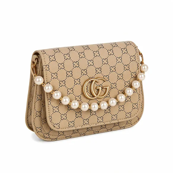 Beige_Pu_Leather_Interlocking_Motif_Pearl_Chain_Shoulder_Bag_For_Women