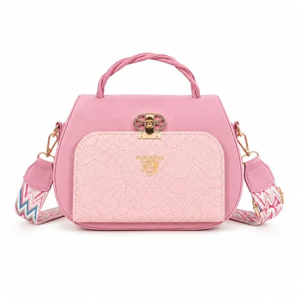 Pink_Textured_Top_Handle_Crossbody_Handbag_for_Women